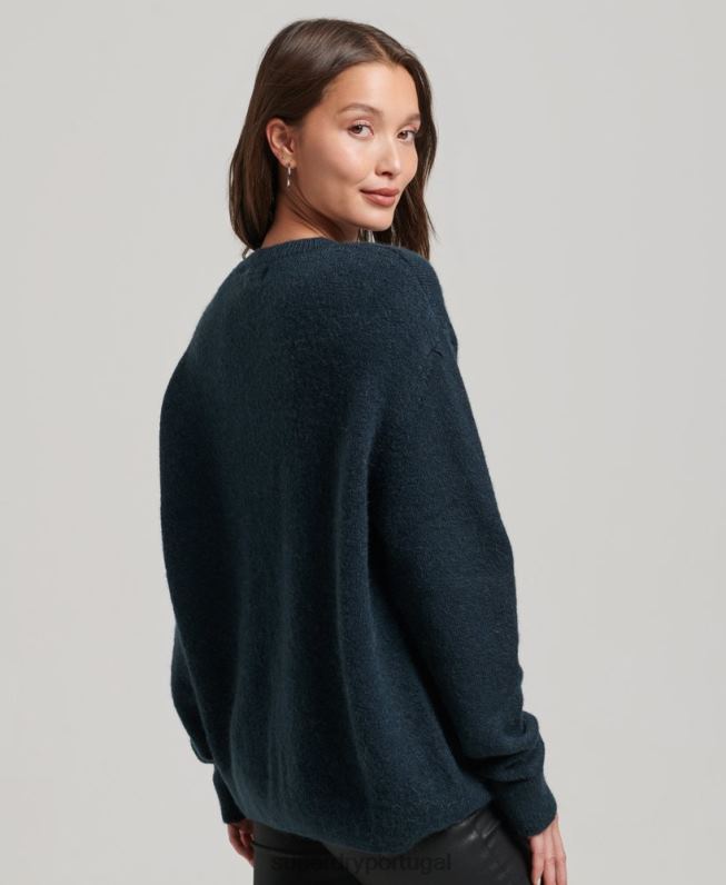 jumper de gola redonda super macio essencial mulheres marinha roupas Superdry 2208H3972
