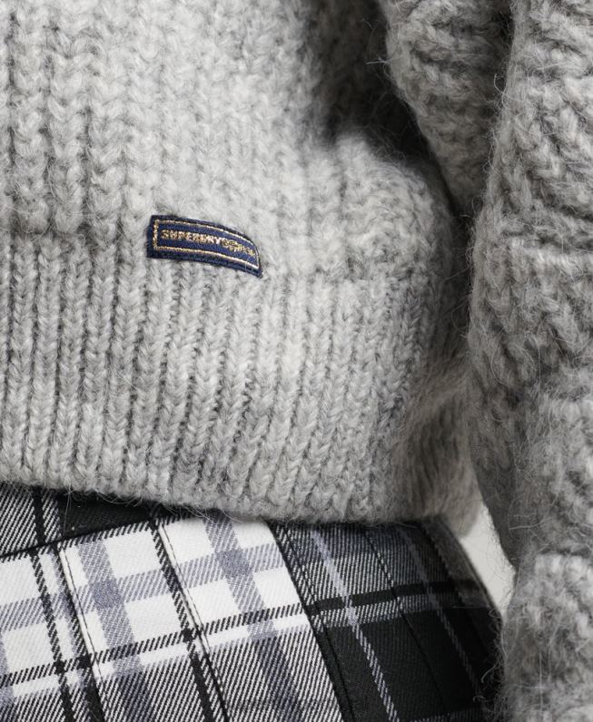 jumper de tricot pointelle mulheres cinza claro roupas Superdry 2208H3994