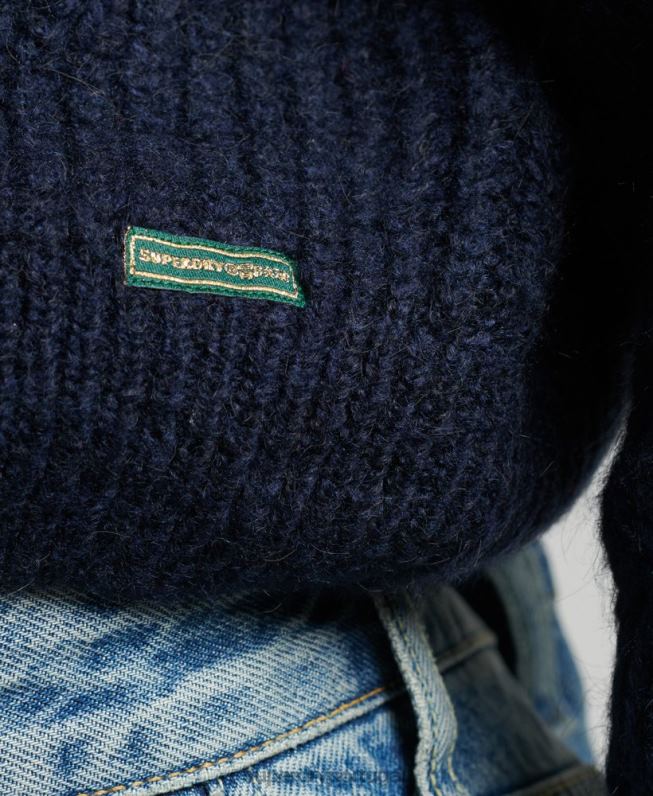 jumper de tricot pointelle mulheres marinha roupas Superdry 2208H3955