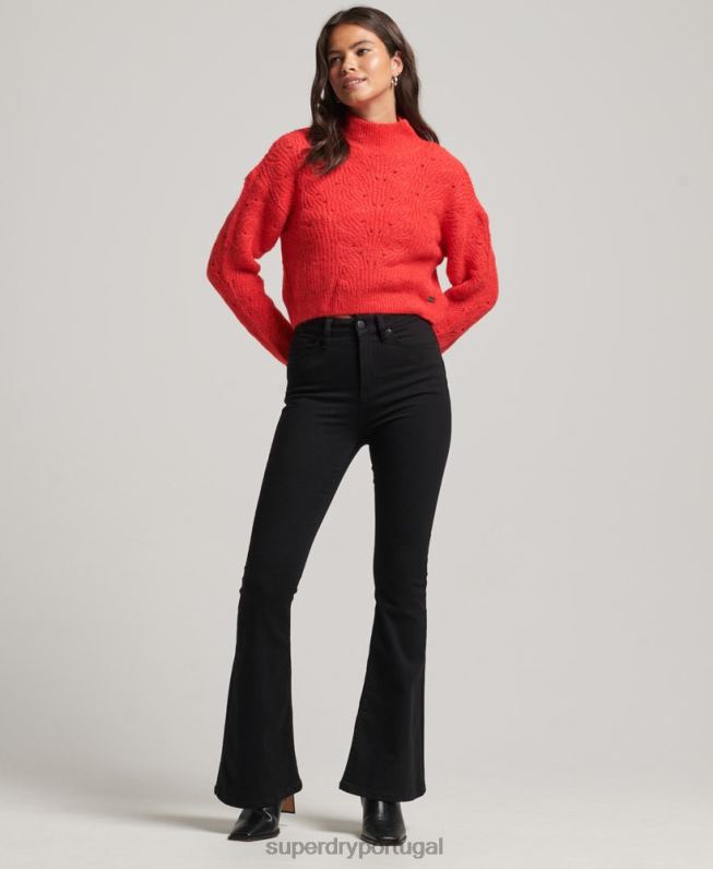 jumper de tricot pointelle mulheres vermelho roupas Superdry 2208H3977