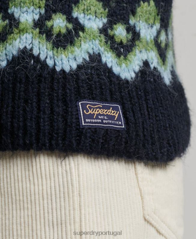 jumper desleixado fairisle mulheres marinha roupas Superdry 2208H4025