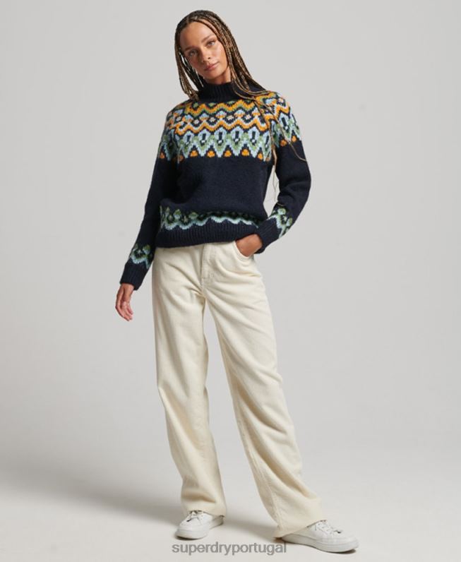 jumper desleixado fairisle mulheres marinha roupas Superdry 2208H4025