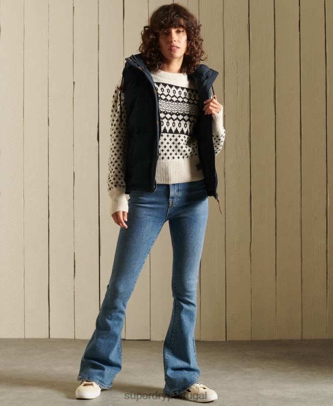 jumper estampado mulheres creme roupas Superdry 2208H4012