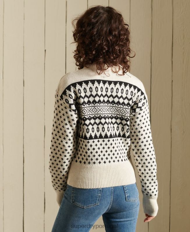 jumper estampado mulheres creme roupas Superdry 2208H4012