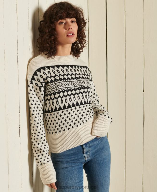 jumper estampado mulheres creme roupas Superdry 2208H4012
