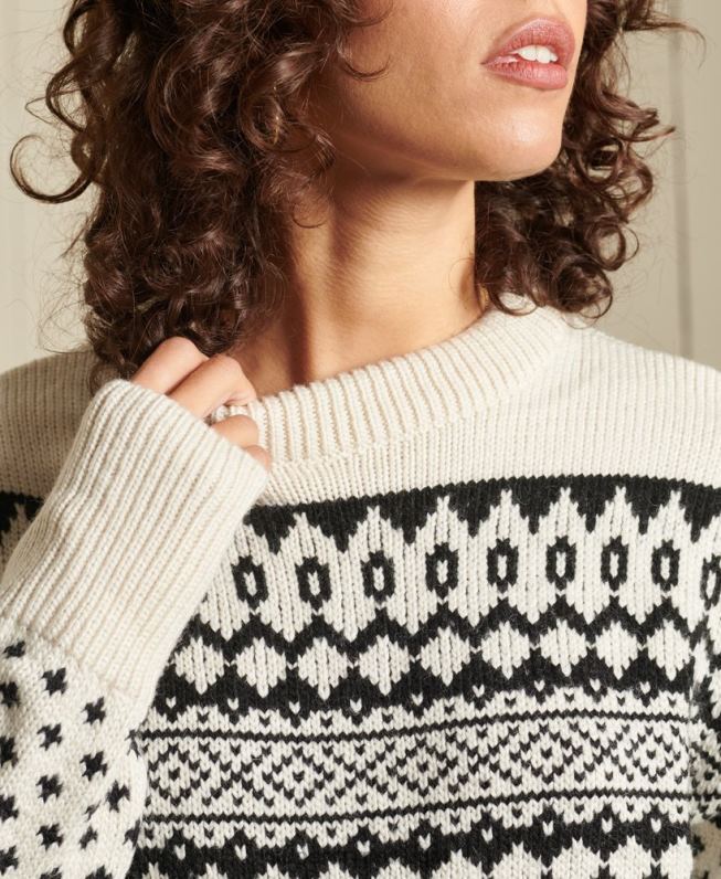 jumper estampado mulheres creme roupas Superdry 2208H4012