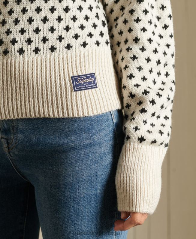 jumper estampado mulheres creme roupas Superdry 2208H4012