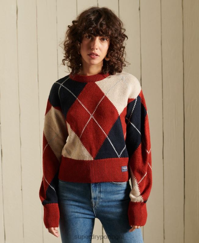 jumper estampado mulheres vermelho roupas Superdry 2208H4011