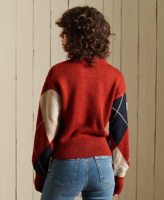 jumper estampado mulheres vermelho roupas Superdry 2208H4011