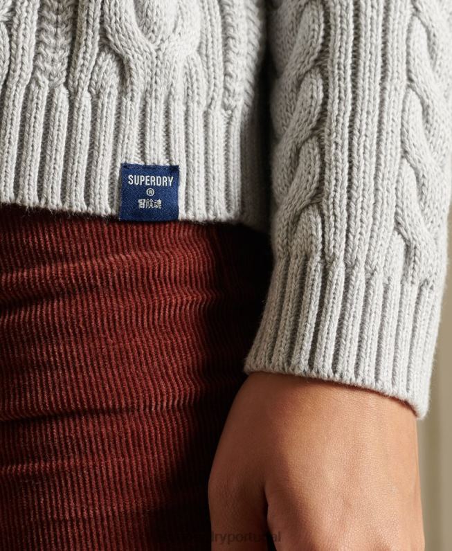 jumper gola rolê com cabo ombro caído mulheres cinza roupas Superdry 2208H4002