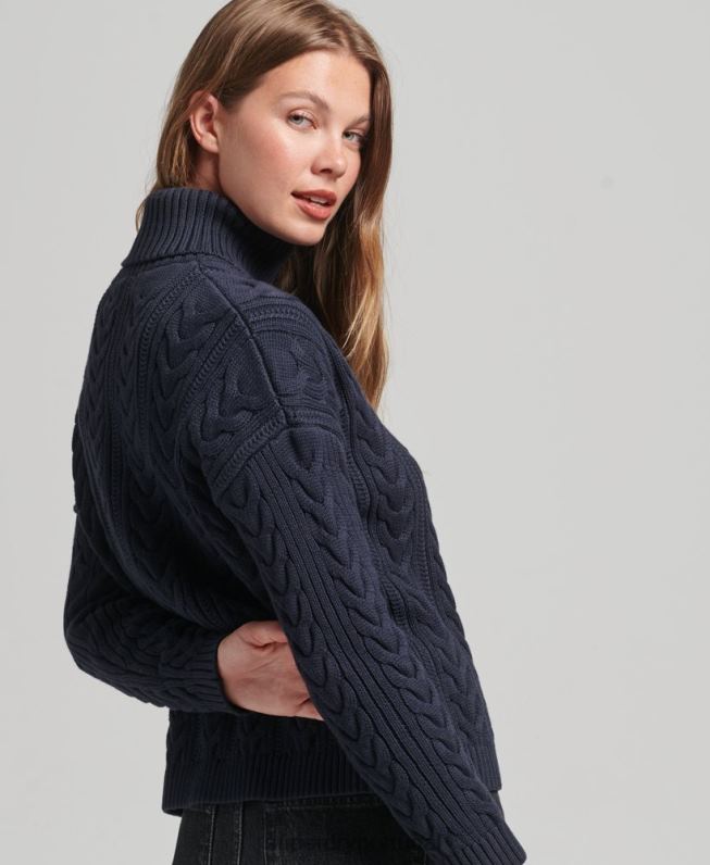jumper gola rolê com cabo ombro caído mulheres marinha roupas Superdry 2208H3985