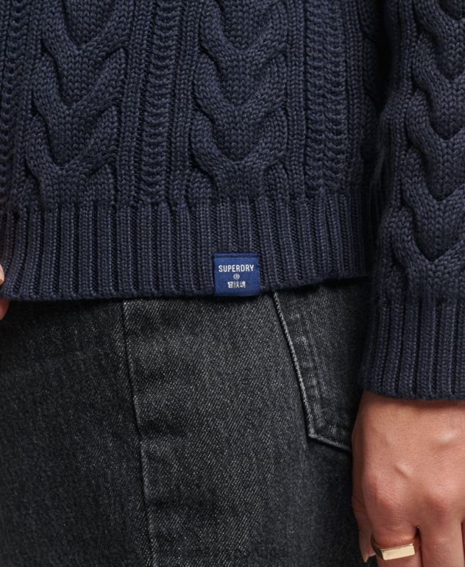 jumper gola rolê com cabo ombro caído mulheres marinha roupas Superdry 2208H3985