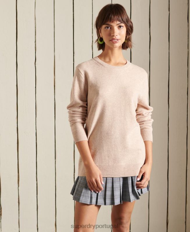 jumper oversized de lã de cordeiro mulheres prata roupas Superdry 2208H4037