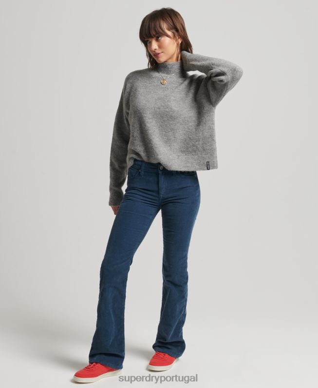jumper vintage essencial com gola careca mulheres cinza claro roupas Superdry 2208H6630