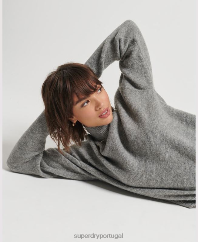 jumper vintage essencial com gola careca mulheres cinza claro roupas Superdry 2208H6630