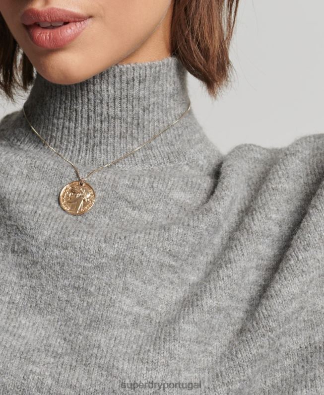 jumper vintage essencial com gola careca mulheres cinza claro roupas Superdry 2208H6630