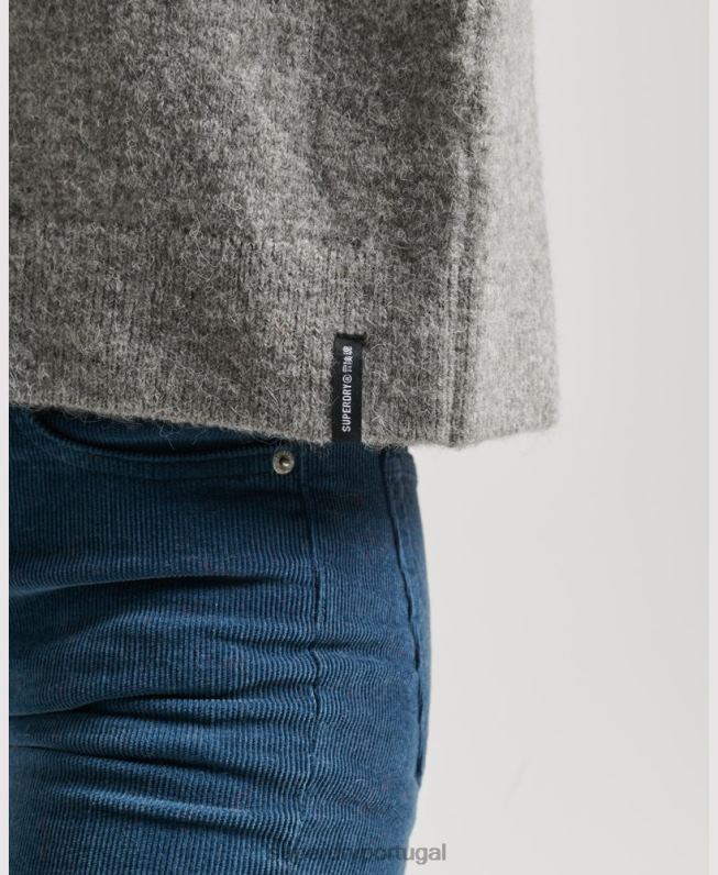 jumper vintage essencial com gola careca mulheres cinza claro roupas Superdry 2208H6630