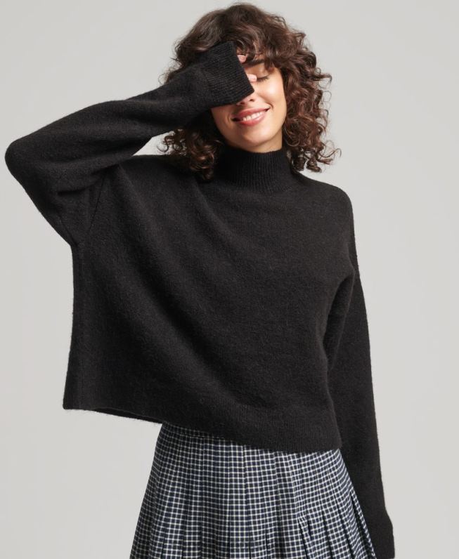 jumper vintage essencial com gola careca mulheres preto roupas Superdry 2208H6531