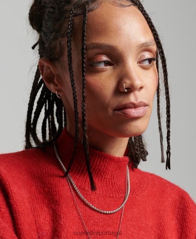 jumper vintage essencial com gola careca mulheres vermelho roupas Superdry 2208H3987