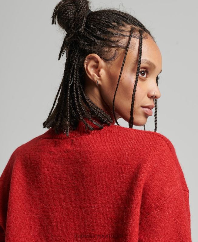 jumper vintage essencial com gola careca mulheres vermelho roupas Superdry 2208H3987