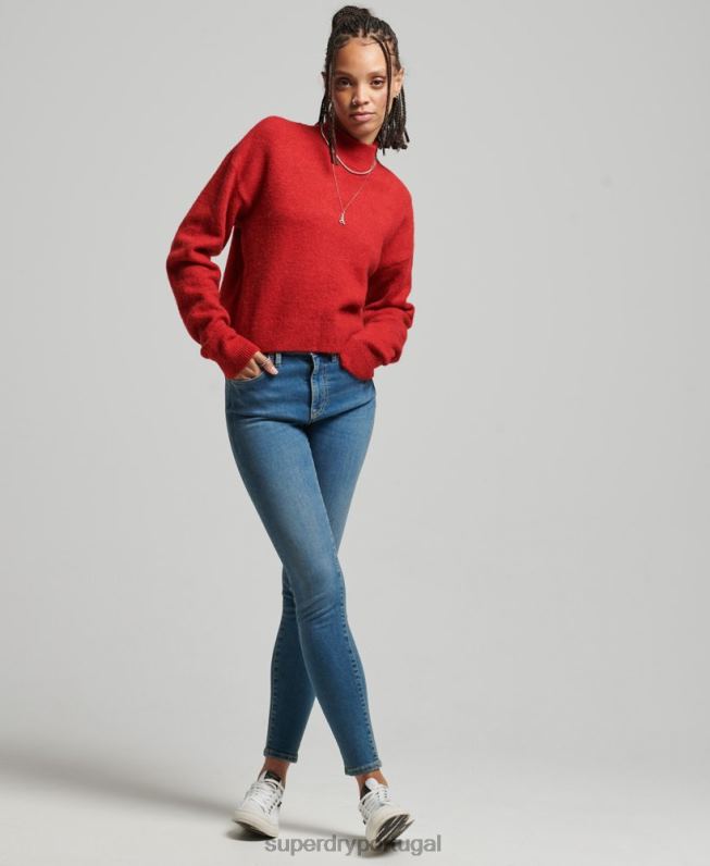 jumper vintage essencial com gola careca mulheres vermelho roupas Superdry 2208H3987