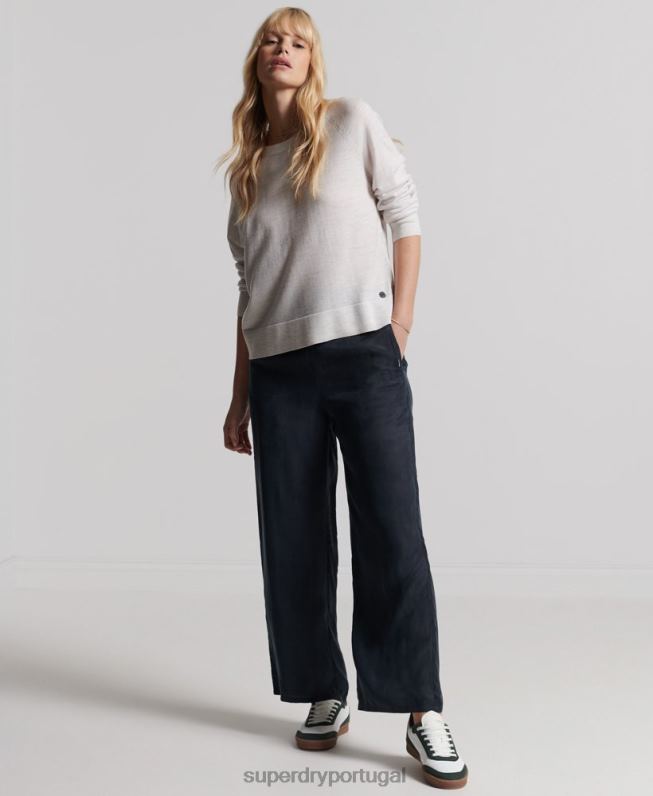 saltador de tripulação merino mulheres cinza claro roupas Superdry 2208H6712