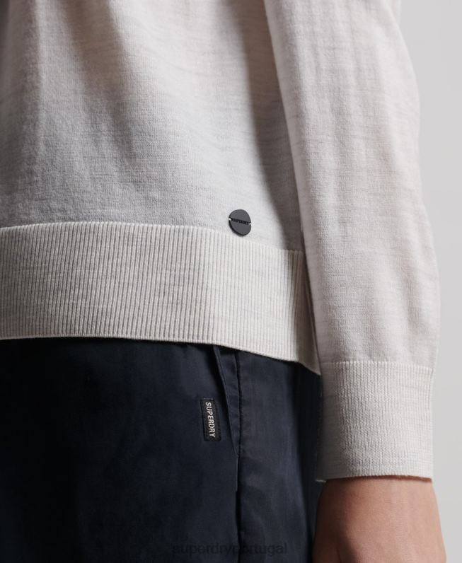 saltador de tripulação merino mulheres cinza claro roupas Superdry 2208H6712