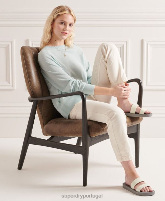 saltador de tripulação merino mulheres verde roupas Superdry 2208H6641