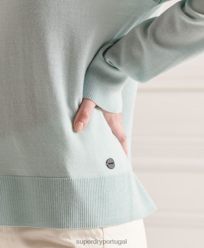 saltador de tripulação merino mulheres verde roupas Superdry 2208H6641