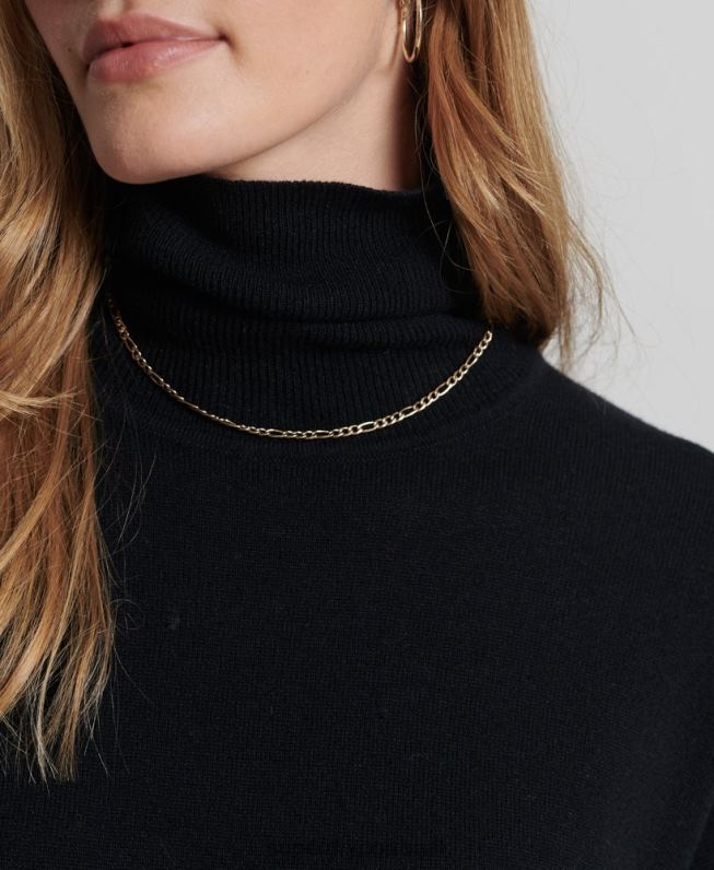 suéter de gola rolê de lã de cordeiro mulheres preto roupas Superdry 2208H4029