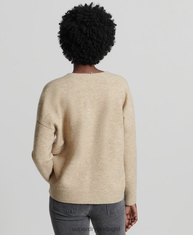 suéter de tricô com decote em v studios mulheres nu roupas Superdry 2208H4016