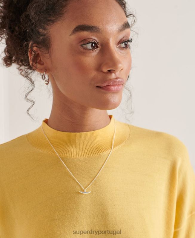 suéter gola careca merino mulheres amarelo roupas Superdry 2208H6650