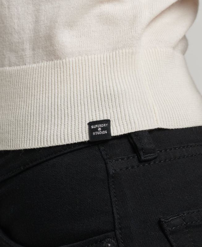 top de malha gola redonda merino mulheres branco roupas Superdry 2208H2936