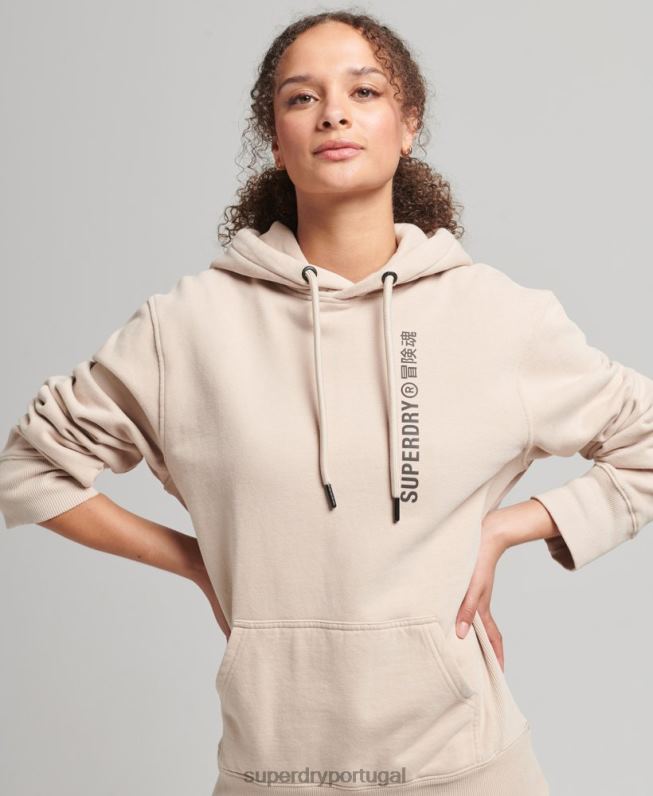 código linear moletom solto mulheres bege roupas Superdry 2208H5889