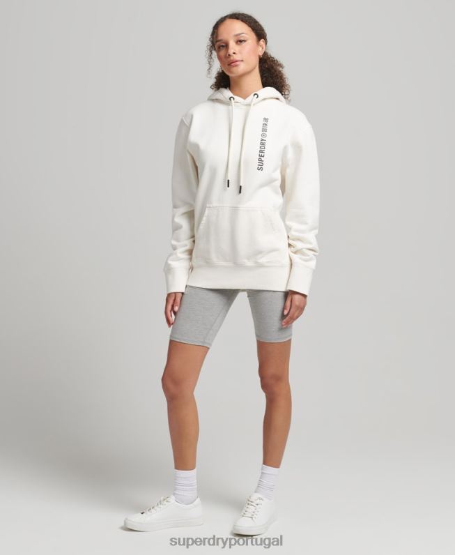 código linear moletom solto mulheres branco roupas Superdry 2208H5904