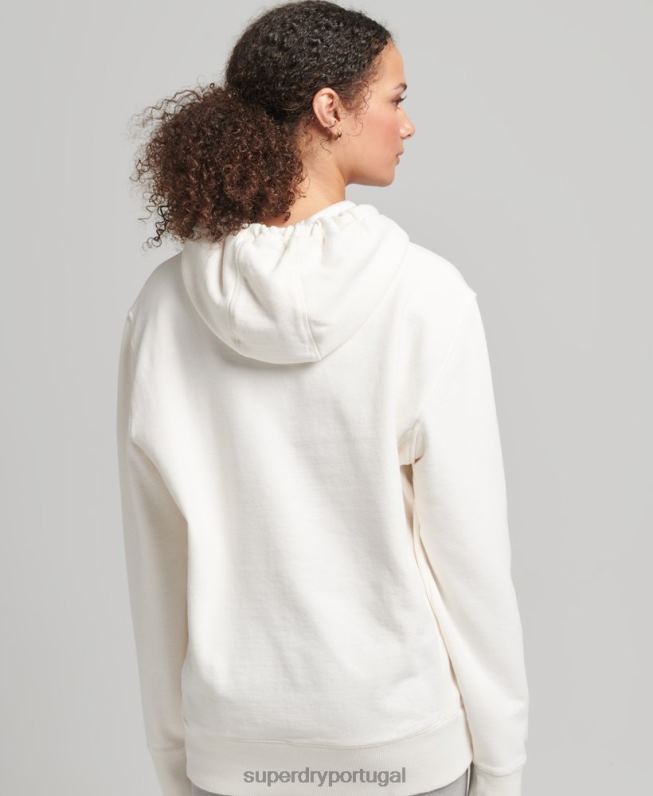 código linear moletom solto mulheres branco roupas Superdry 2208H5904