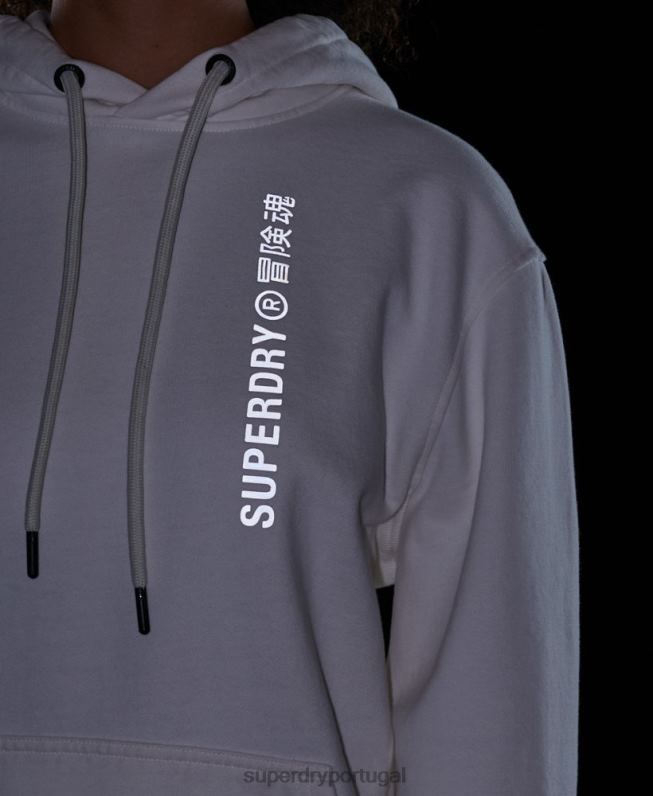 código linear moletom solto mulheres branco roupas Superdry 2208H5904