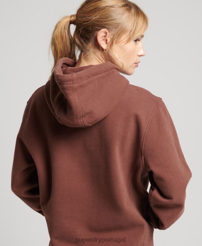 código linear moletom solto mulheres marrom roupas Superdry 2208H5882
