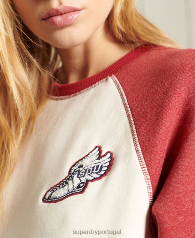 camisola atlética colegial mulheres creme roupas Superdry 2208H3505