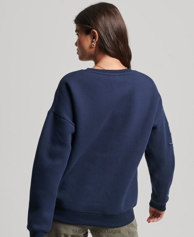 camisola da tripulação estabelecida mulheres marinha roupas Superdry 2208H5879