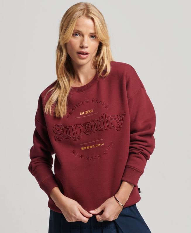 camisola da tripulação estabelecida mulheres vermelho roupas Superdry 2208H6021