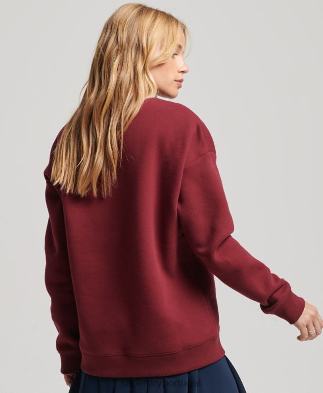 camisola da tripulação estabelecida mulheres vermelho roupas Superdry 2208H6021