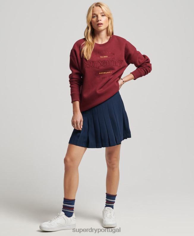camisola da tripulação estabelecida mulheres vermelho roupas Superdry 2208H6021