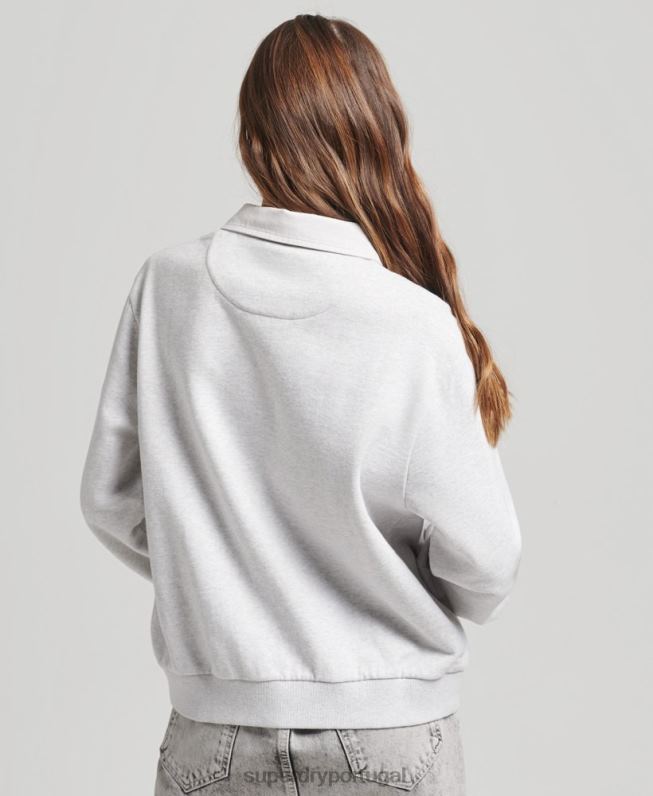 camisola de rugby vintage mulheres cinza claro roupas Superdry 2208H3052