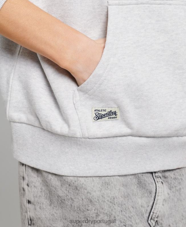 camisola de rugby vintage mulheres cinza claro roupas Superdry 2208H3052