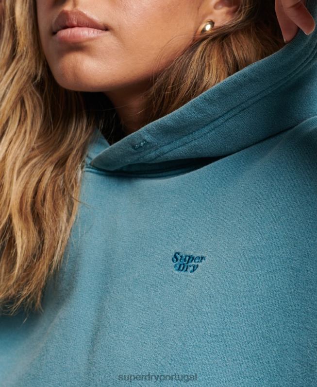 lavar moletom mulheres turquesa roupas Superdry 2208H3407