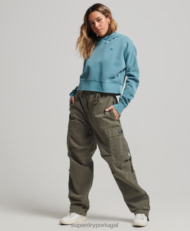lavar moletom mulheres turquesa roupas Superdry 2208H3407