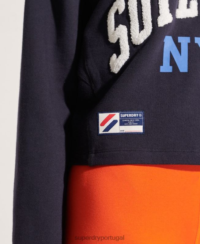 moletom arco de morcego do time do colégio mulheres marinha roupas Superdry 2208H5873