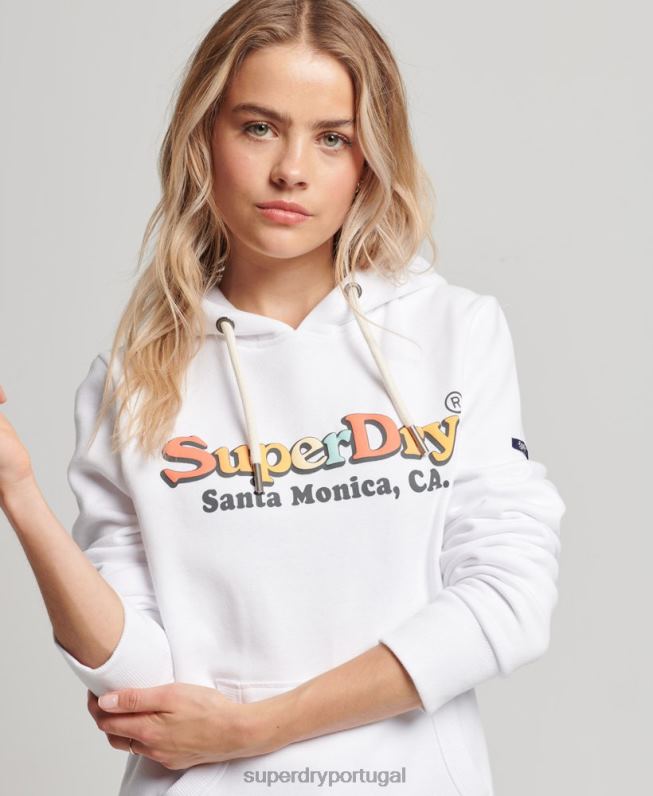 moletom arco-íris vintage mulheres branco roupas Superdry 2208H2206