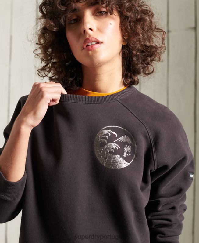 moletom banda boêmia mulheres preto roupas Superdry 2208H6118